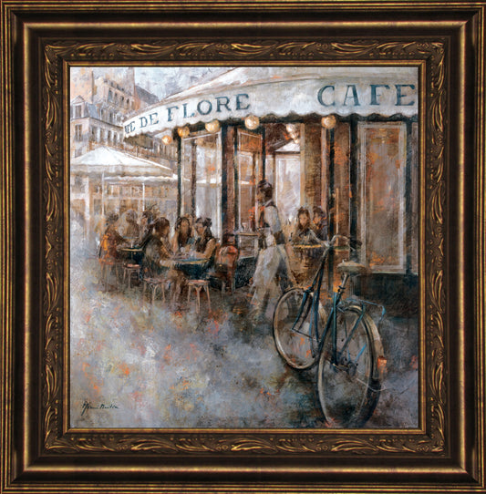 Cafe De Flore By Noemi Martin - Framed Print Wall Art - Light Brown