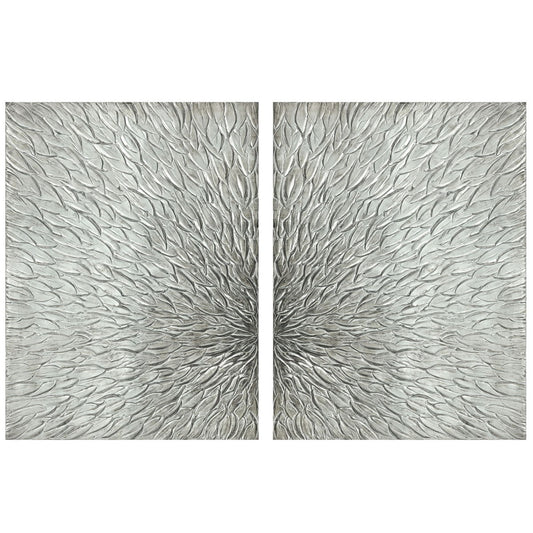 40x30 Hand Painted Textured Canvas - Pearl Silver