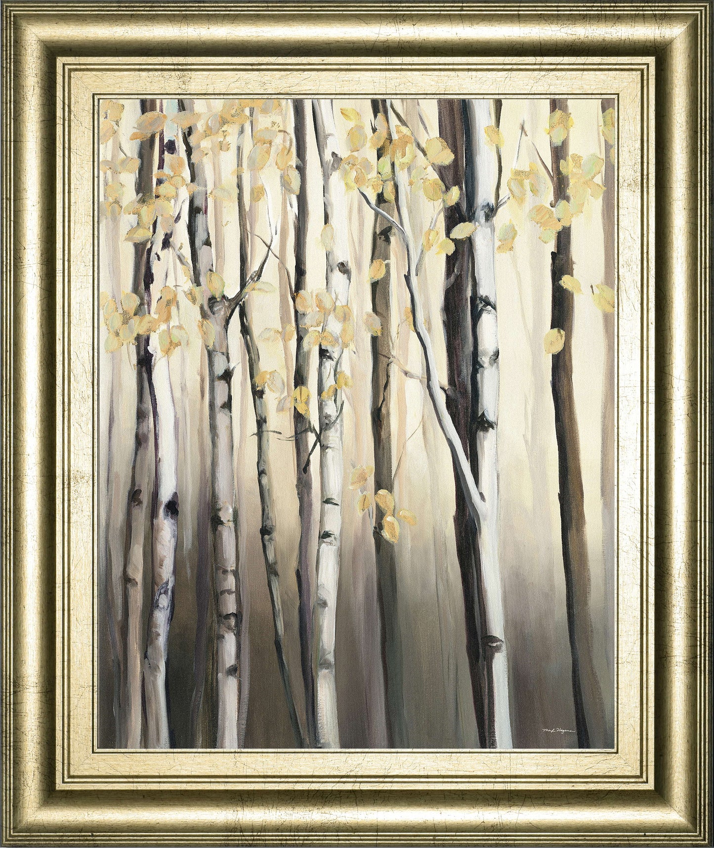 Golden Birch Il By Julia Purinton - Framed Print Wall Art - Dark Gray