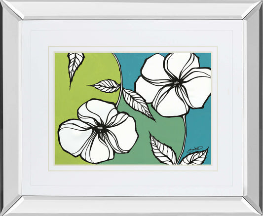 Flowers In Unity - Teal By David Bromstad - Mirror Framed Print Wall Art - Blue