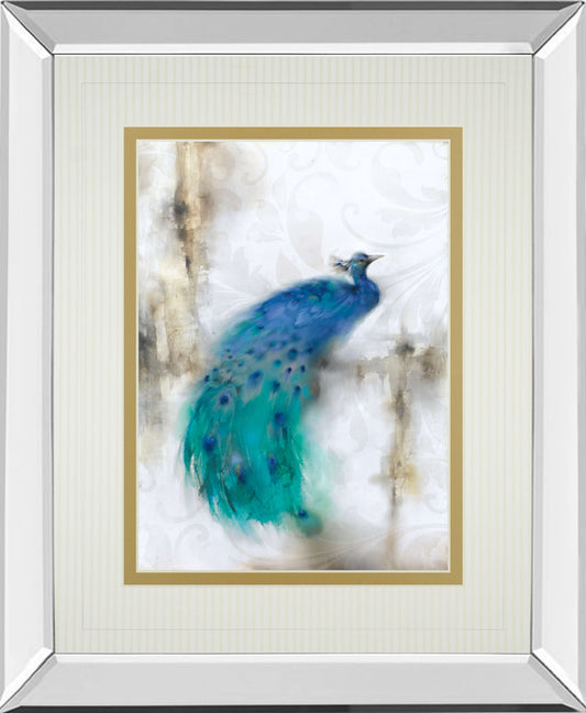 Jewel Plume By J. Prior - Mirror Framed Print Wall Art - Blue
