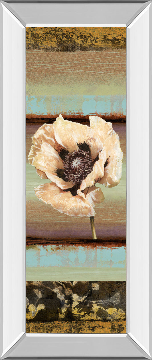 Elemental Poppy I By Selina Werbelow - Mirror Framed Print Wall Art - Blue