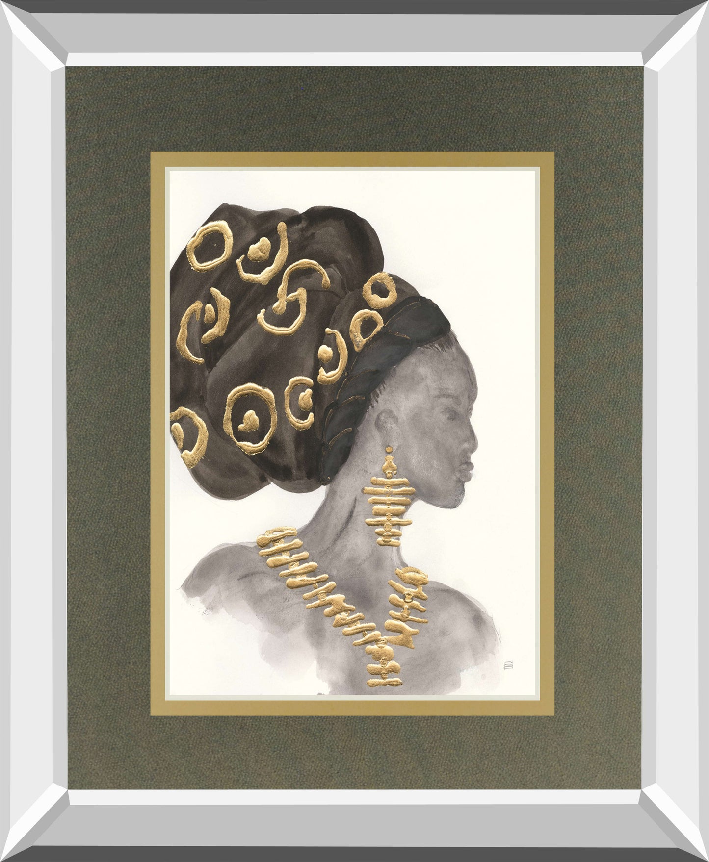 Headdress Beauty I By Chris Paschke Mirrored Frame - Dark Gray