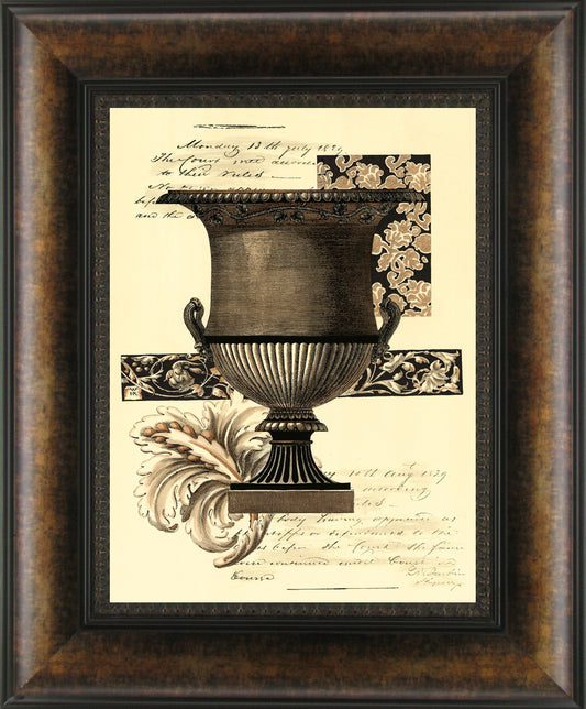 Transitional Sepia Urn I By Visions Studio - Framed Print Wall Art - Dark Brown