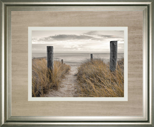 Beach Day By Frank, A. - Framed Print Wall Art - Dark Brown