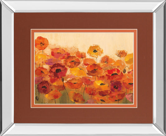 Summer Poppies By Silvia Vassileva - Mirror Framed Print Wall Art - Orange