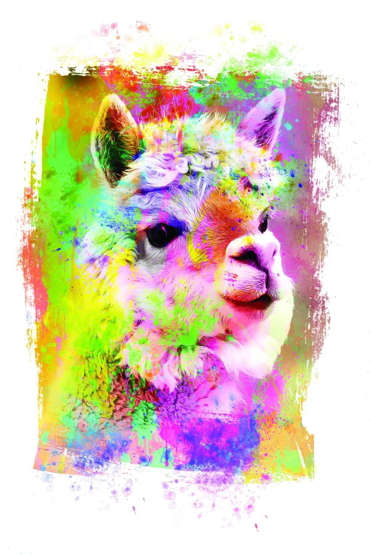 Framed - Rainbow Llama II By Jg Studios - Green