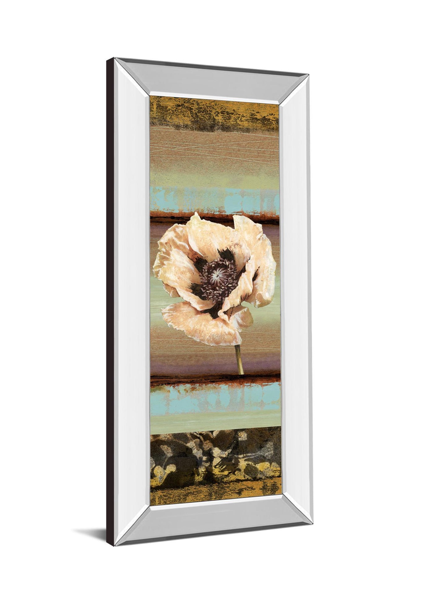 Elemental Poppy I By Selina Werbelow - Mirror Framed Print Wall Art - Blue