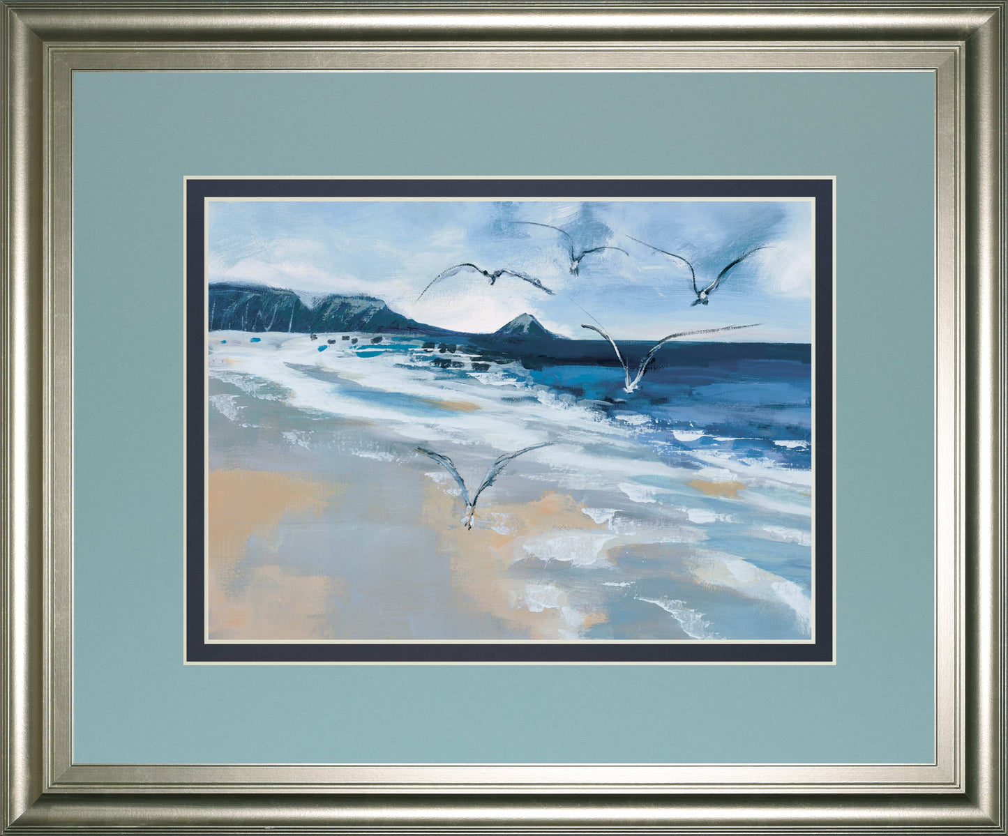 Pacific Breezes By Fitzsimmons, A - Framed Print Wall Art - Blue