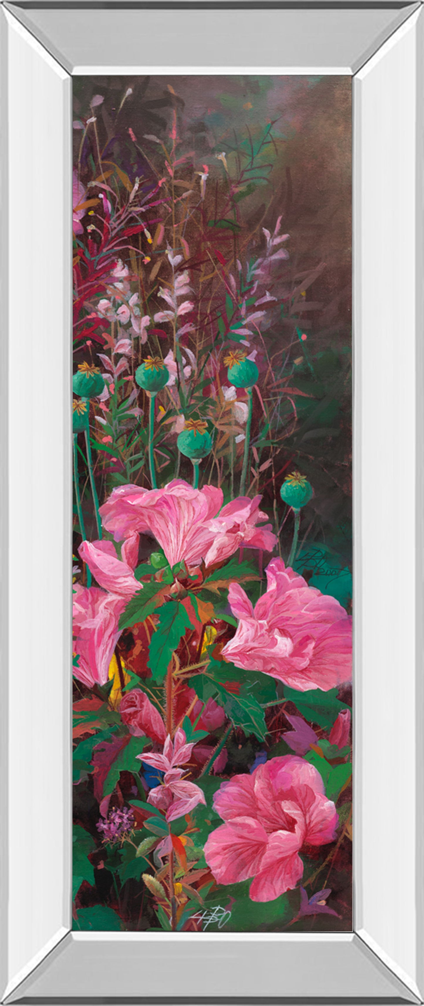 Pink Azalea Garden Il By Li Bo - Mirror Framed Print Wall Art - Pink