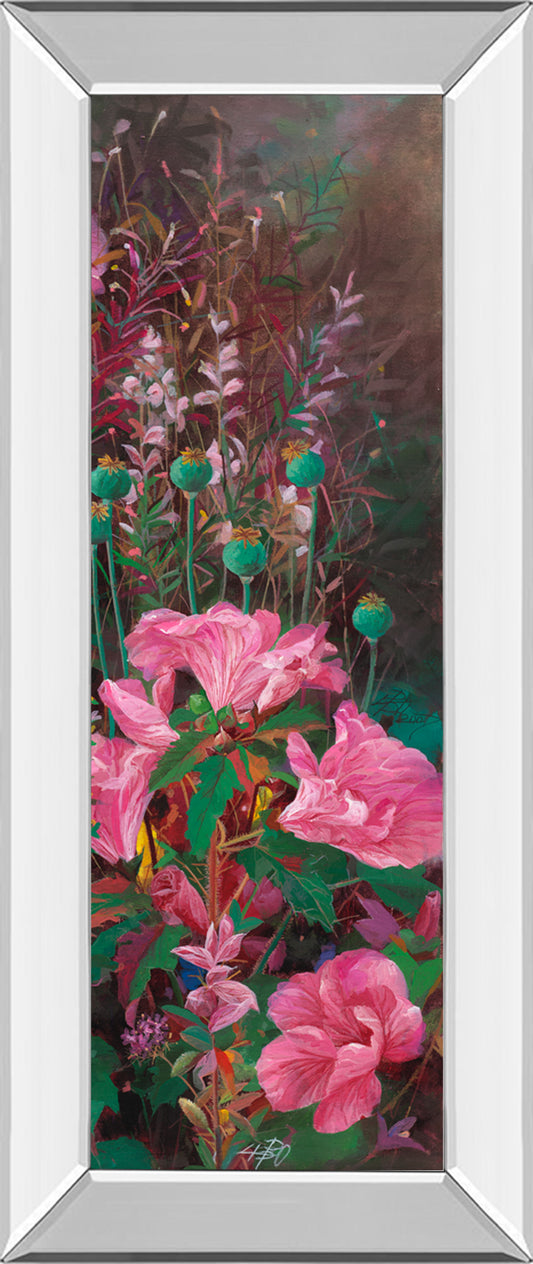 Pink Azalea Garden Il By Li Bo - Mirror Framed Print Wall Art - Pink
