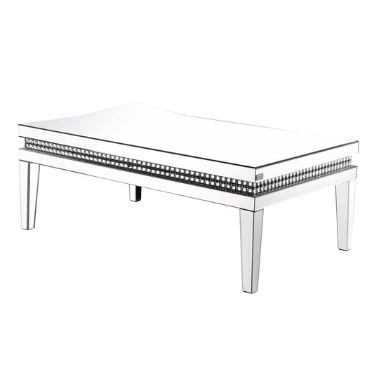 Lotus - Coffee Table - Mirrored & Faux Crystals Inlay
