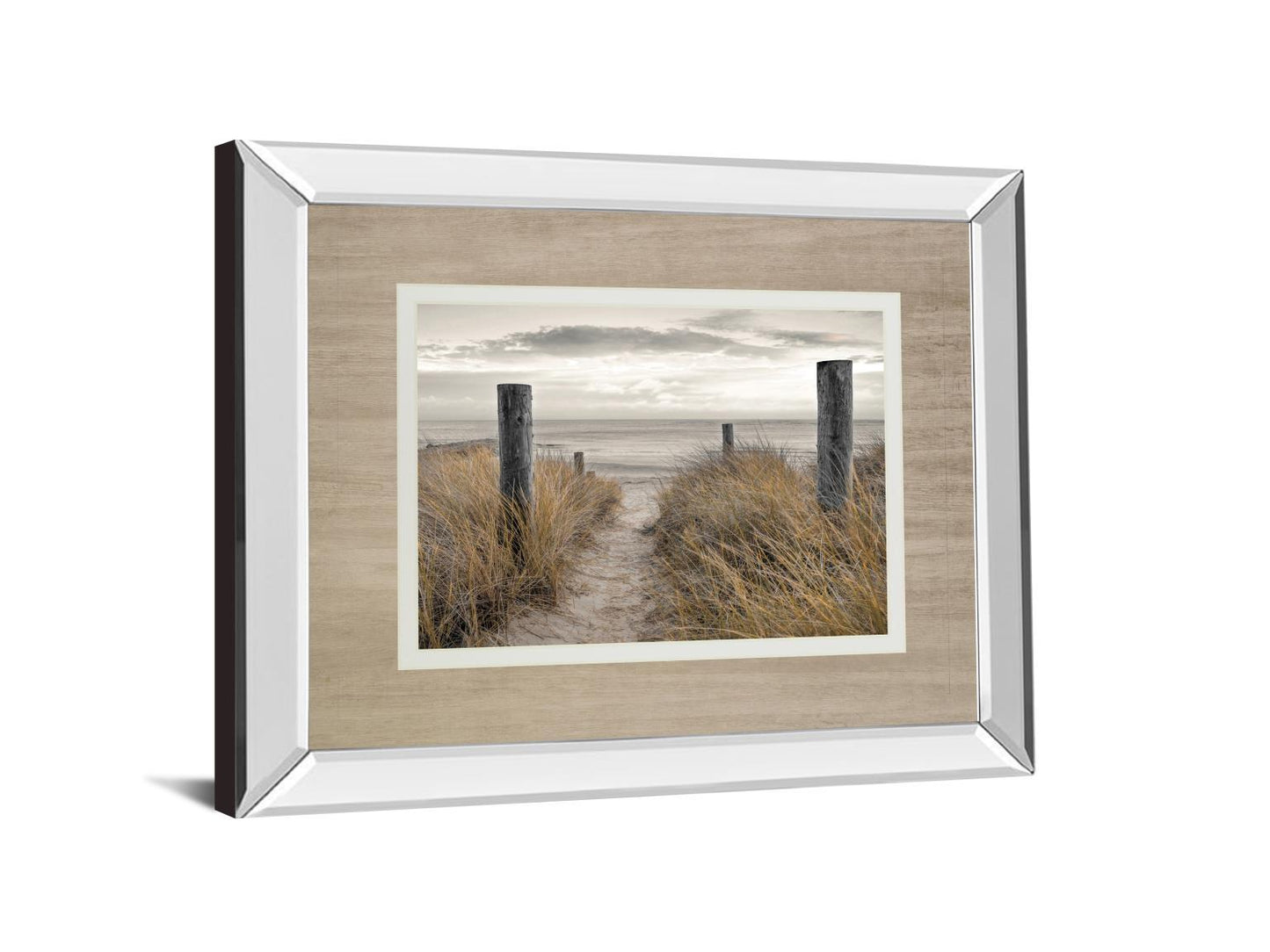 Beach Day By Frank, A. - Mirror Framed Print Wall Art - Dark Brown