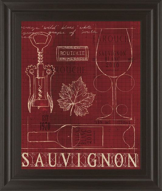 Wine Blueprint IV By Marco Fabiano - Framed Print Wall Art - Red