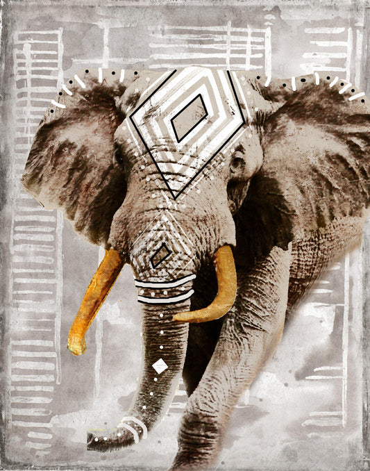 Framed Small - Modern Boho Elephant By Patricia Pinto - Dark Gray