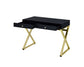 Coleen - Writing Desk With USB Same Ac00894) - Black & Brass