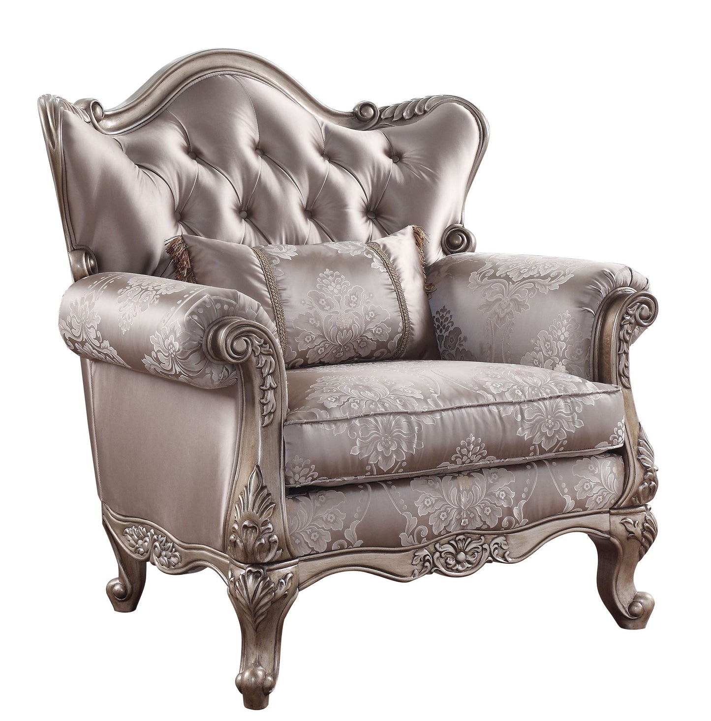 Jayceon - Chair With Pillow - Fabric & Champagne