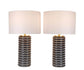Ripple Charcoal Ribbed Ceramic Table Lamp (Set of 2) - Speckled Charcoal