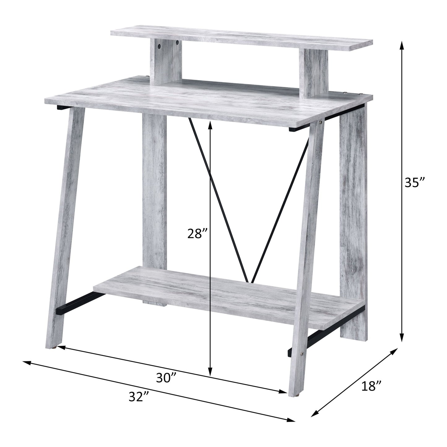 Nypho - Writing Desk - Antique White & Black