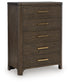 Radkin - Five Drawer Chest - Burnished Brown