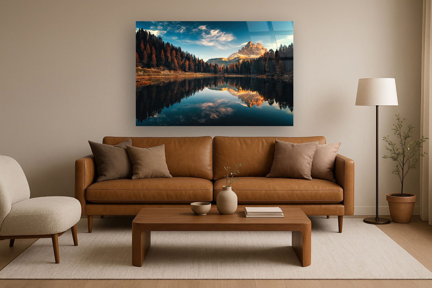 Tempered Glass With Foil - Mountain Reflection - Blue