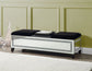 Noralie - 16" Bench With Storage - Mirrored & Faux Diamonds