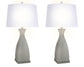 "Sage Elegance" Art Glass Table Lamp (Set of 2) - Frosted Sage Green / Frosted Crystal