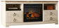 Willowton - 2 Pc. - 64" TV Stand With Faux Firebrick Fireplace Insert - Whitewash