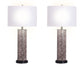 "Serpent Elegance" Faux Leather Table Lamp With Metal Base (Set of 2) - Snake Skin / Asb Gray