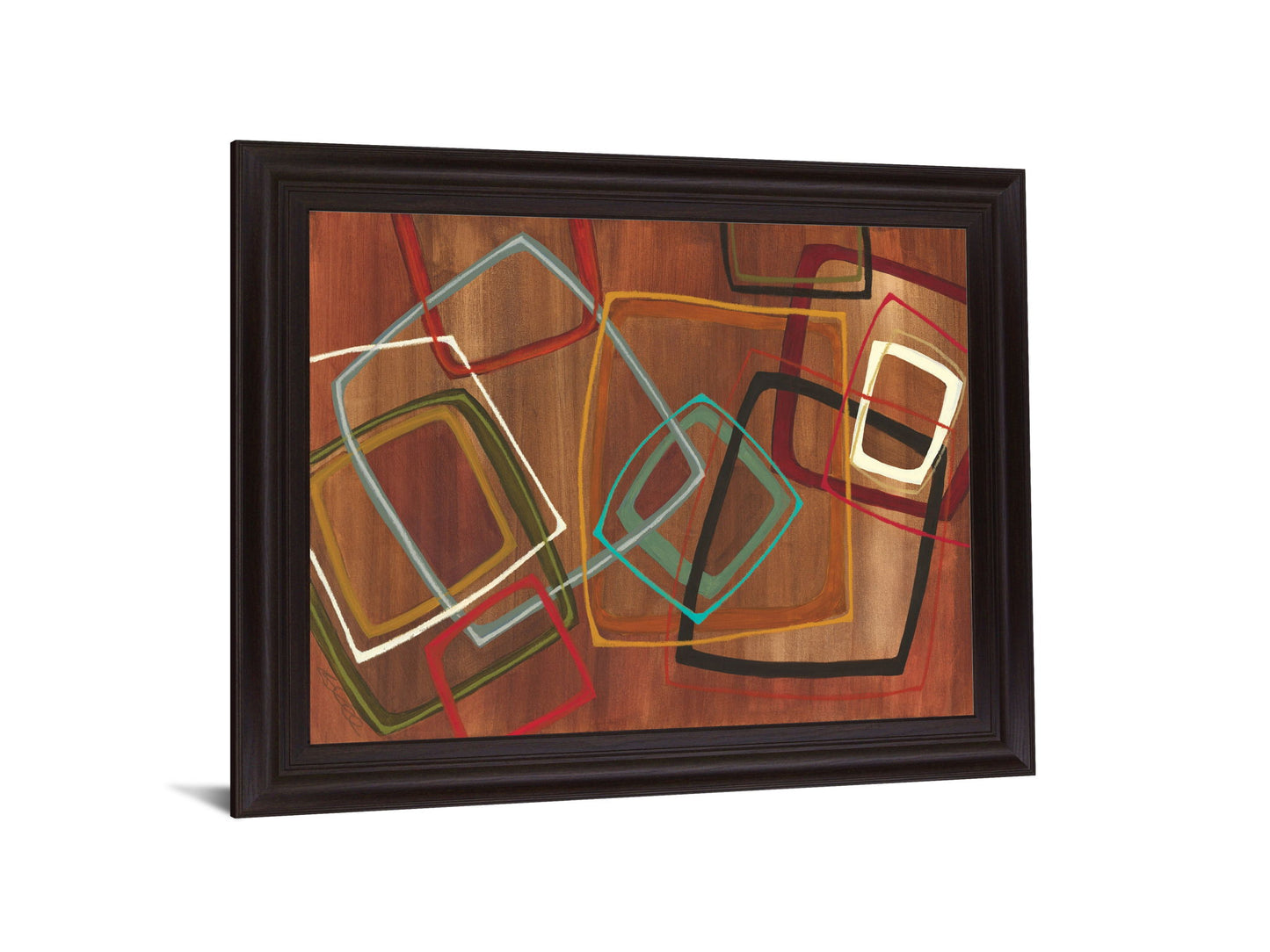 Retro Squares - 28" x 34" Framed Wall Art - Dark Brown