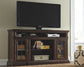 Roddinton - XL TV Stand w/Fireplace Option - Dark Brown