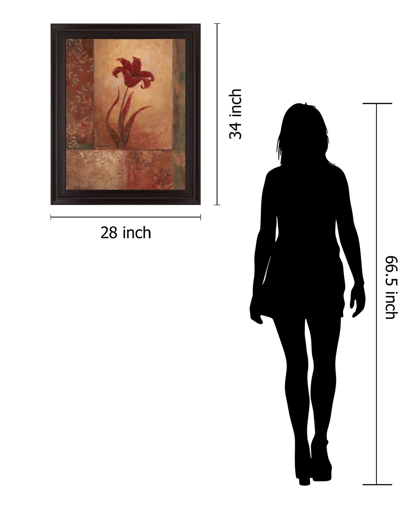 Crimson Blossom Panel - 28" x 34" Framed Wall Art - Red