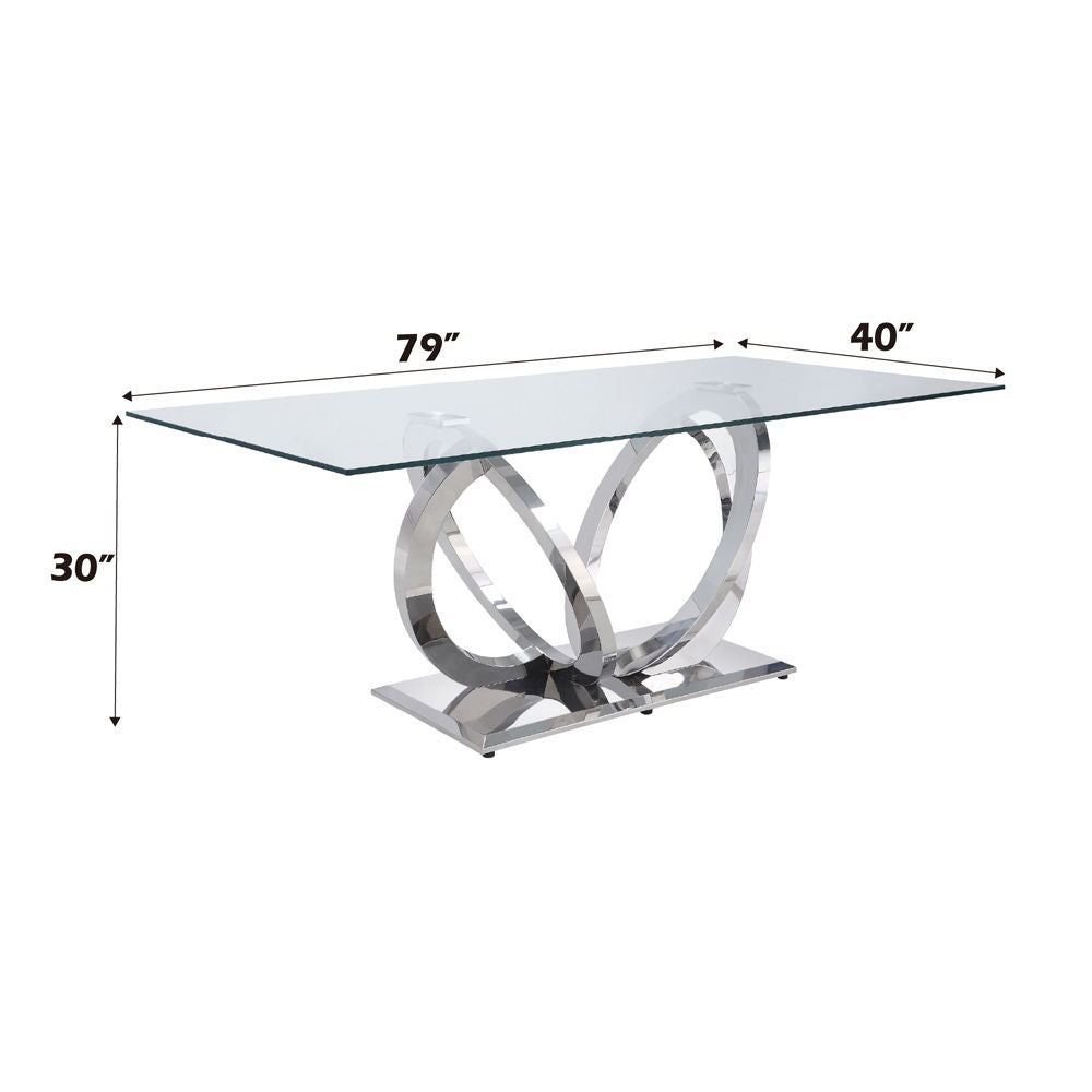 Finley - Dining Table - Clear Glass Top & Mirrored Silver
