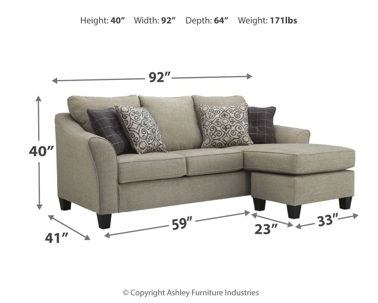 Kestrel - Queen Sofa Chaise Sleeper - Driftwood
