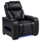 Zuma - Faux Leather Upholstered Dual Power LED Recliner - Black
