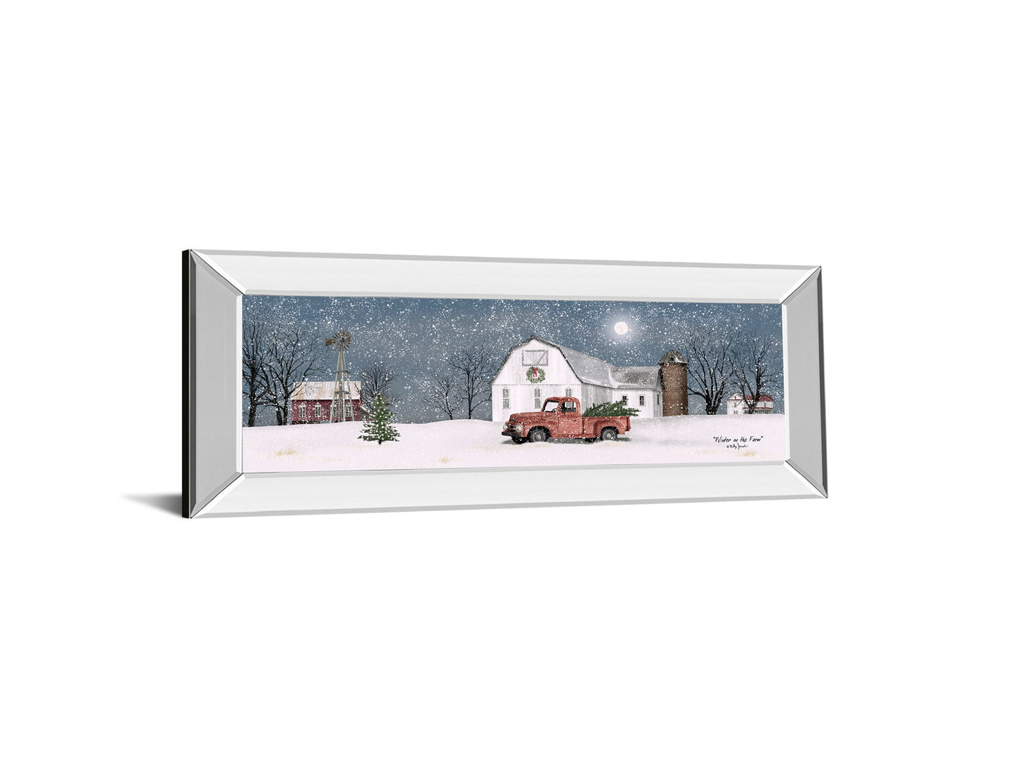 Winter On The Farm By Billy Jacobs - Mirrored Frame Wall Art - Dark Gray