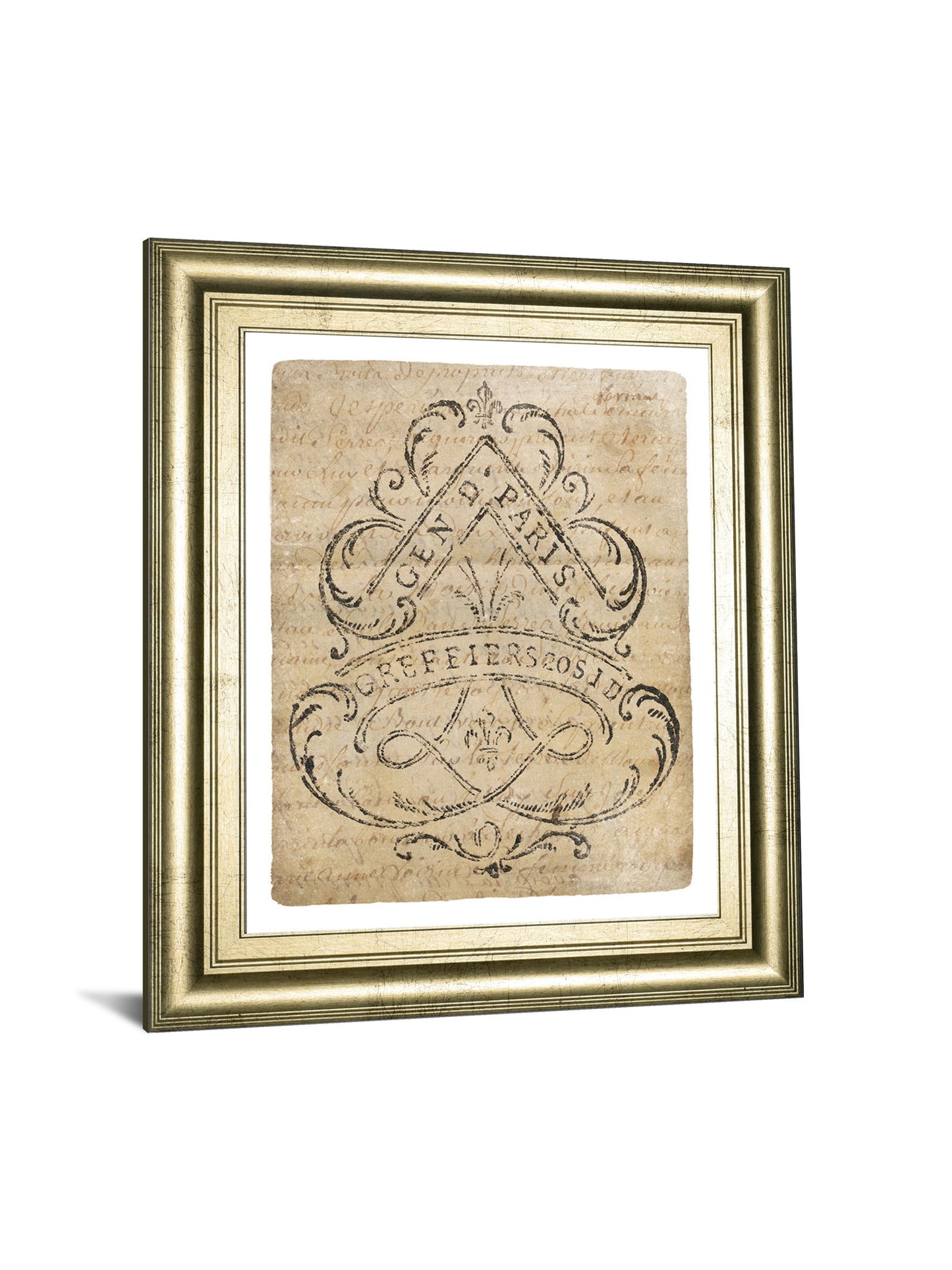 Letter Crest I Vintage V2 By Wild Apple Portfolio - Framed Print Wall Art - Beige