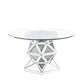 Noralie - 52" Round Dining Table - Mirrored & Faux Diamonds