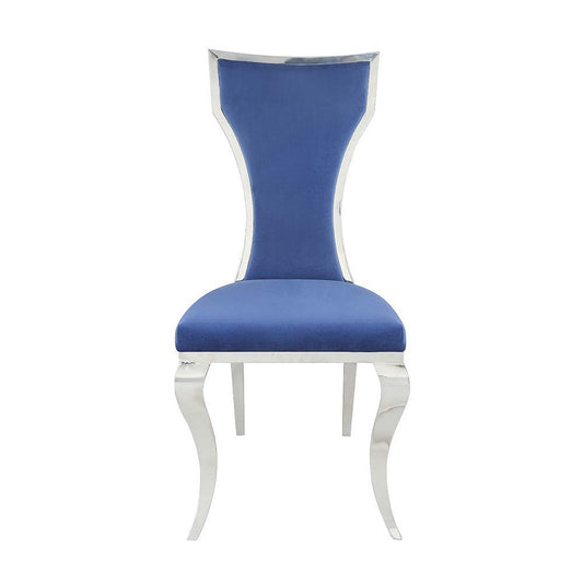 Azriel - Side Chair Set of 2) - Blue Velvet & Mirroed Silver