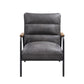 Nignu - Accent Chair - Gray Top Grain Leather & Matt Iron