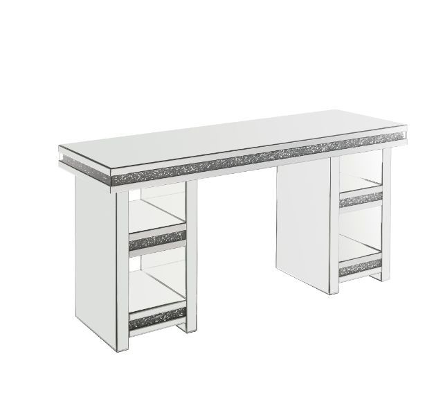 Noralie - Writing Desk - Mirrored & Faux Diamonds