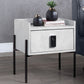 Metis - Nightstand With USB & Electric Lock - Vintage White Top Grain Leather