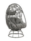 Hikre - Patio Lounge Chair & Side Table - Clear Glass, Charcoal Fabric & Black Wicker