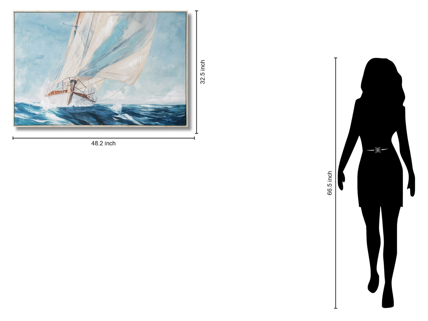Gusty Sail Aglow - 33" x 48" Framed Wall Art - Blue