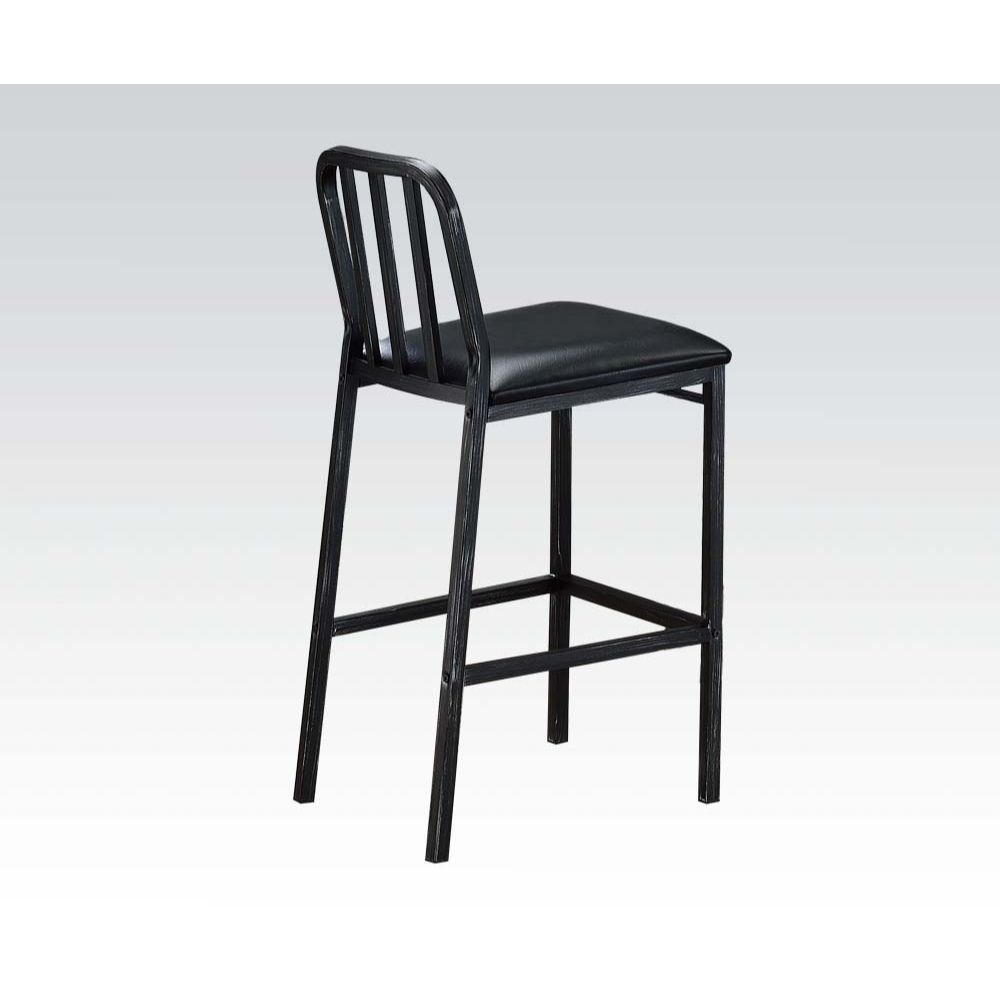 Jodie - Bar Chair Set of 2) - Black Synthetic Leather & Antique Black