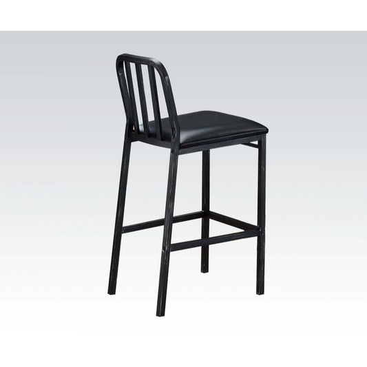 Jodie - Bar Chair Set of 2) - Black Synthetic Leather & Antique Black