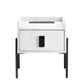 Metis - Nightstand With USB & Electric Lock - Vintage White Top Grain Leather