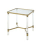 Penstemon - End Table - Clear Acrylic, Gold Stainless Steel & Clear Glass