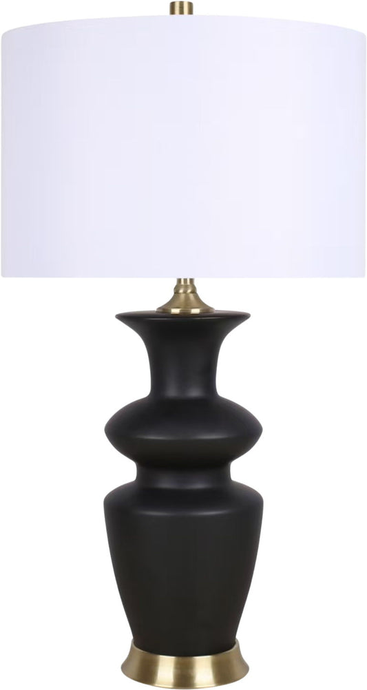 "Elegance Radiance" Ceramic Table Lamp (Set of 2) - Black / Soft Gold
