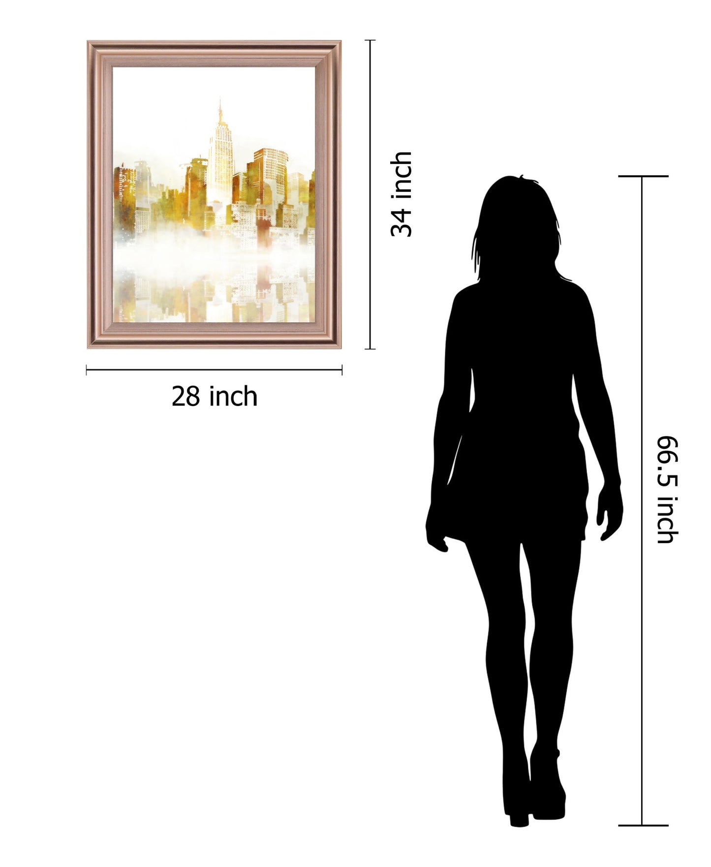 Golden Dawn Skyline - 28" x 34" Framed Wall Art - Yellow